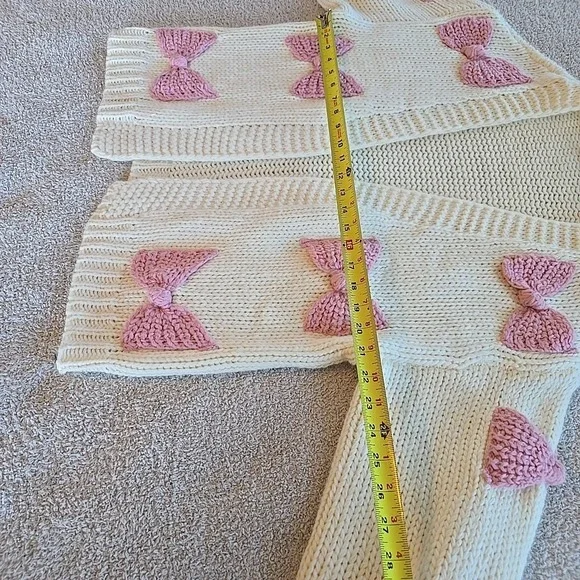 Arula Pink‎ 3D Bow Cream Open Cardigan Chunky-knit Boho Cottagecore Size X (XL) - Picture 11 of 13